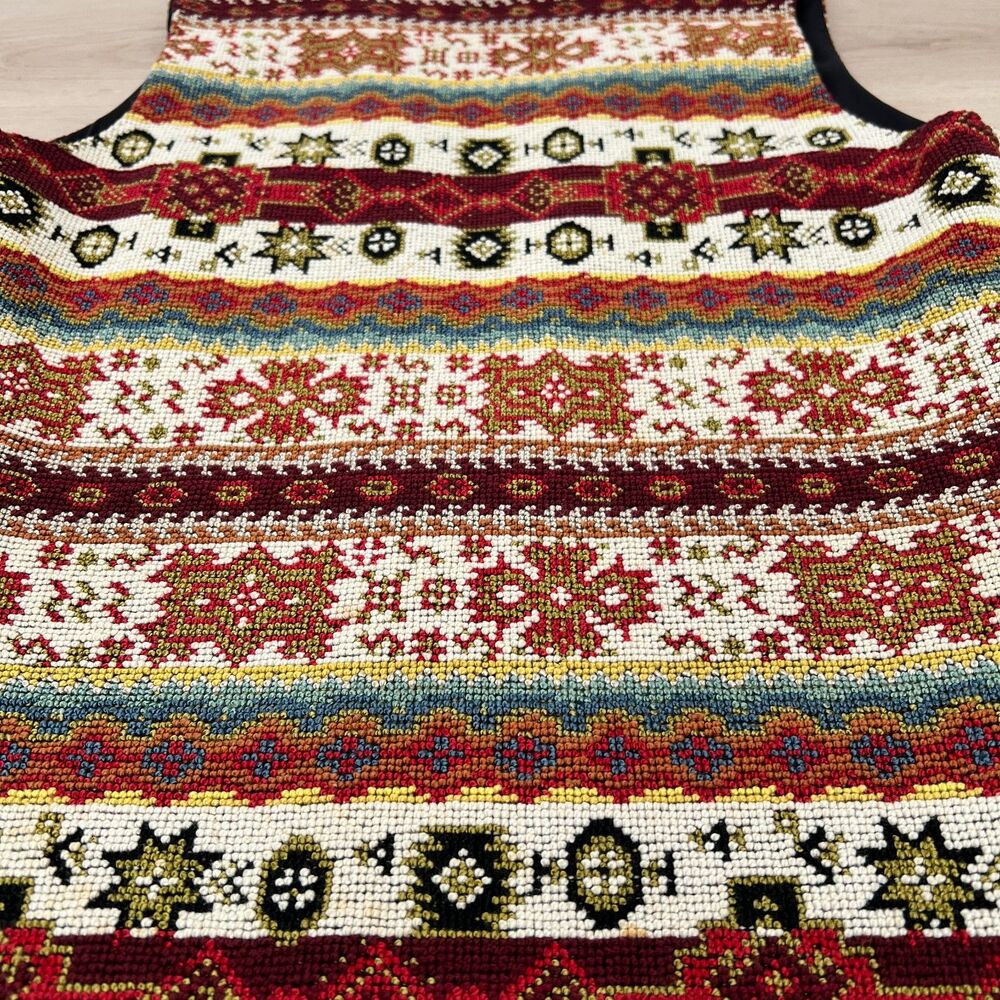 Vintage 70s Joseph Magnin Southwestern Tapestry Vest Long Open-Front Size Medium - Picture 7 of 13